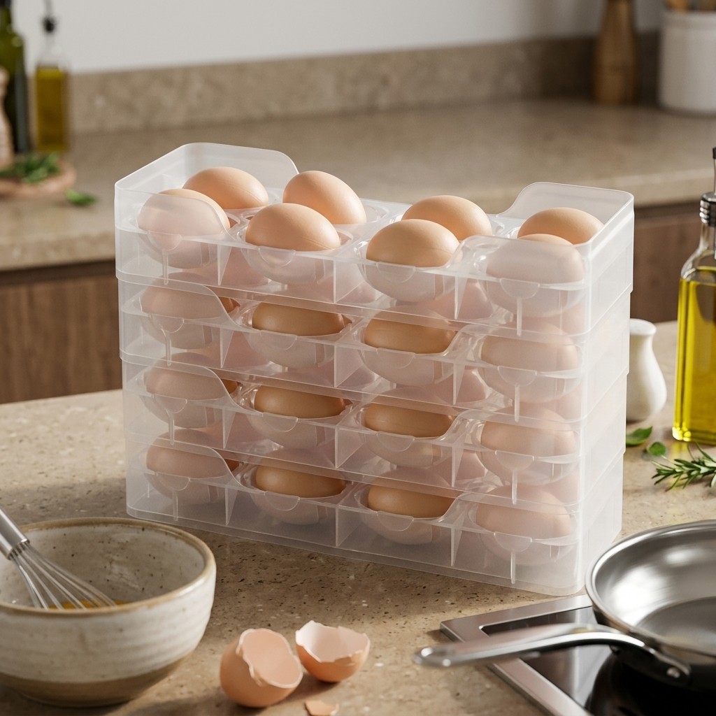 Food Storage With Dividers - Stackable Egg Holder Fridge Organizer Clear