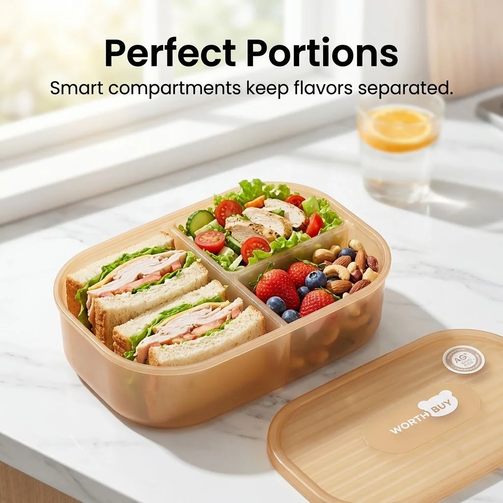 Detachable Plastic Bento Box M - đánh giá và giá Food Storage With Dividers
