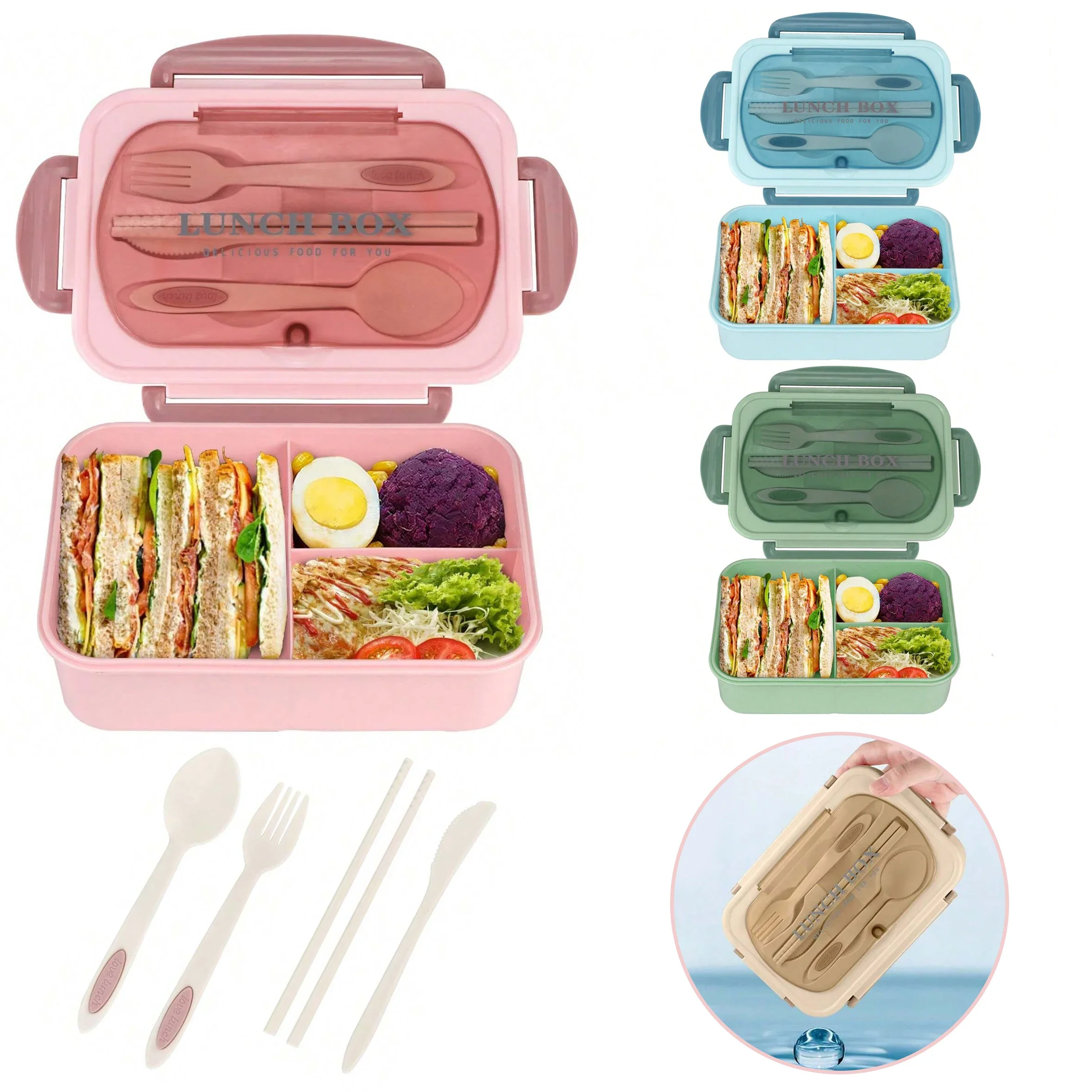 Adult Bento Box with 3 Compart - đánh giá và giá Food Storage Oven Safe