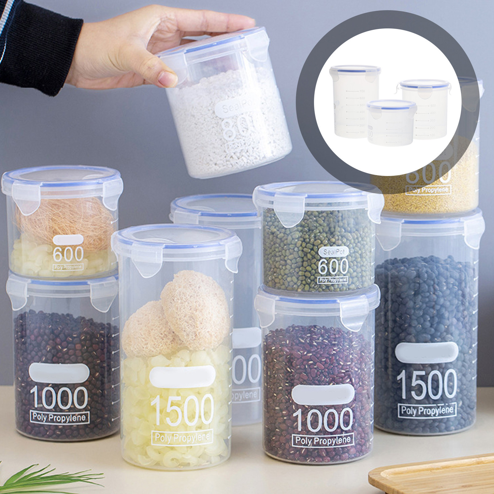6Pcs Sealed Storage Jars Clear - đánh giá và giá Food Storage Containers