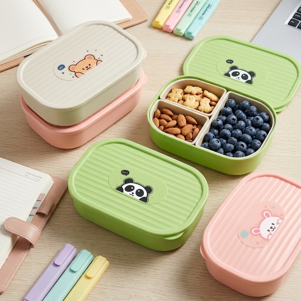 Cute Plastic Divided Lunch Box - đánh giá và giá Food Storage Oven Safe