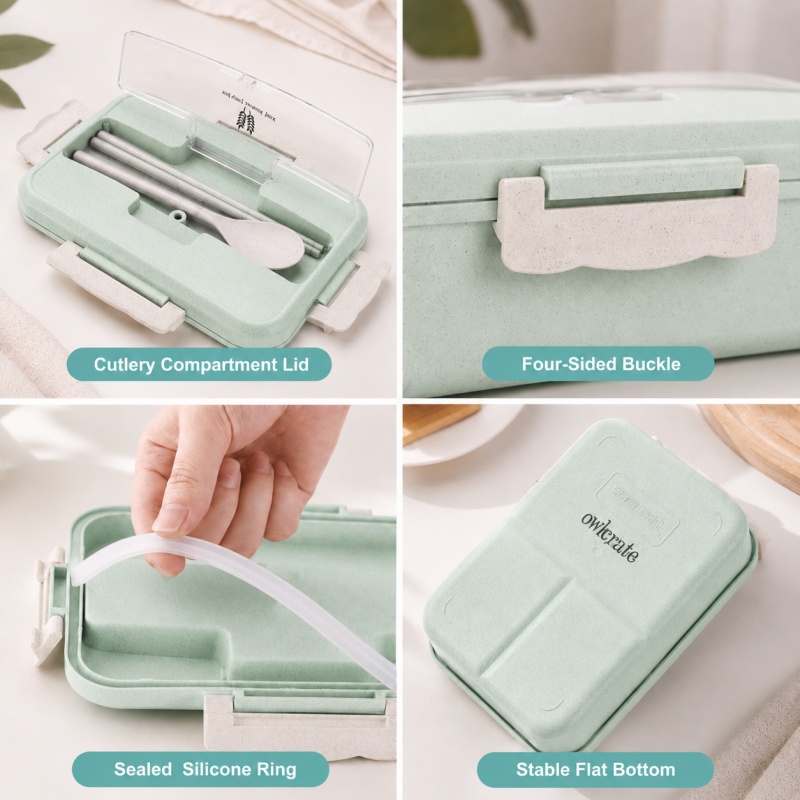 Wheat Straw Lunch Box Microwav - đánh giá và giá Food Storage Oven Safe